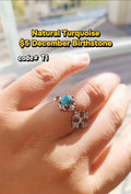 T1 Heavy Silver Plated Natural Turquoise December Birthstone Adjustable Ring